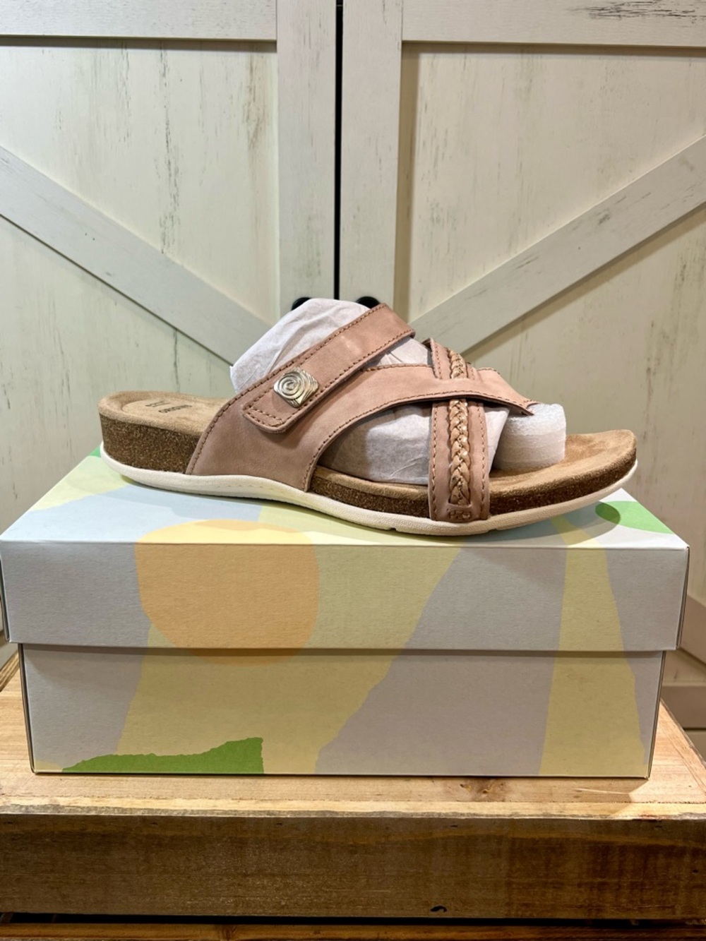 Earth Origins Sandals Womens 8 W Bosk Brent Blush Leather Casual Slip On NIB - Picture 5 of 8